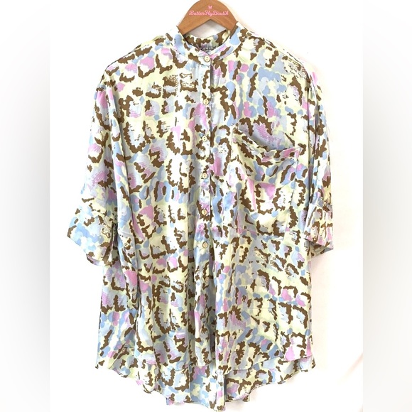 (A55) Free People Intimately Goddess Sleep Shirt in Soft Lime Combo, Sz S, NWT - Picture 2 of 9